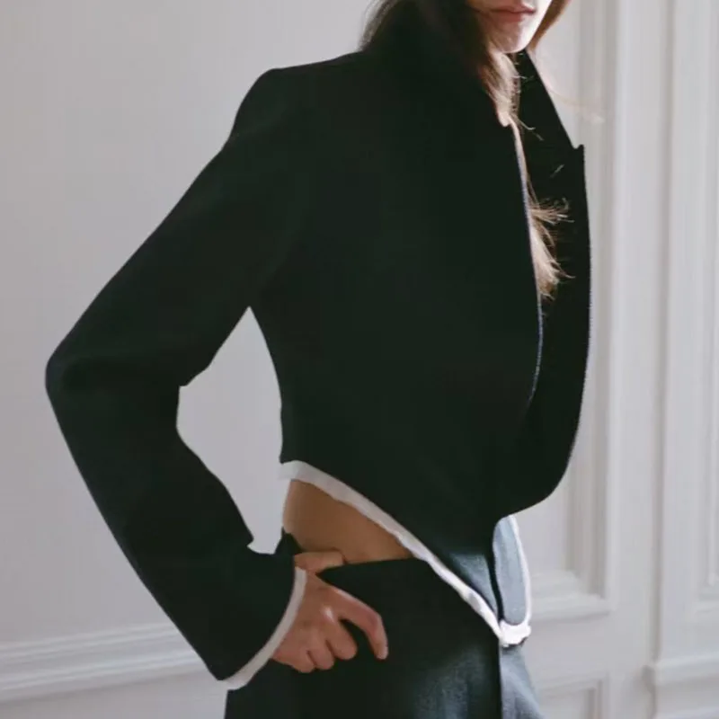 Women's cropped blazer, asymmetrical jacket, casual and versatile low-rise straight-leg pants, high-quality set, 2026, new y2k