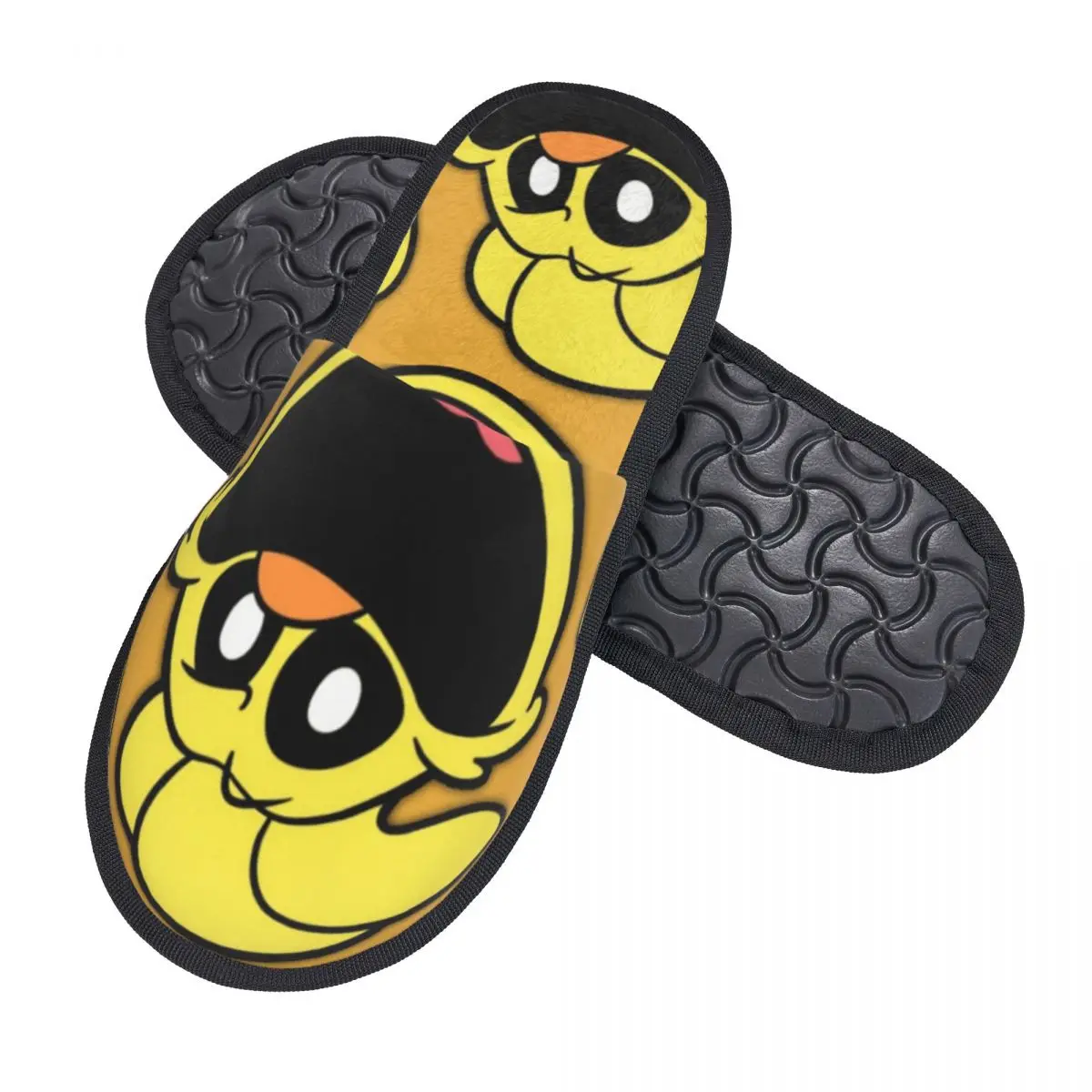 Custom Yellow Smiling Big Mouth Chicken Critters Memory Foam Slippers Women Cozy Warm Scarry Animated Game House Slippers