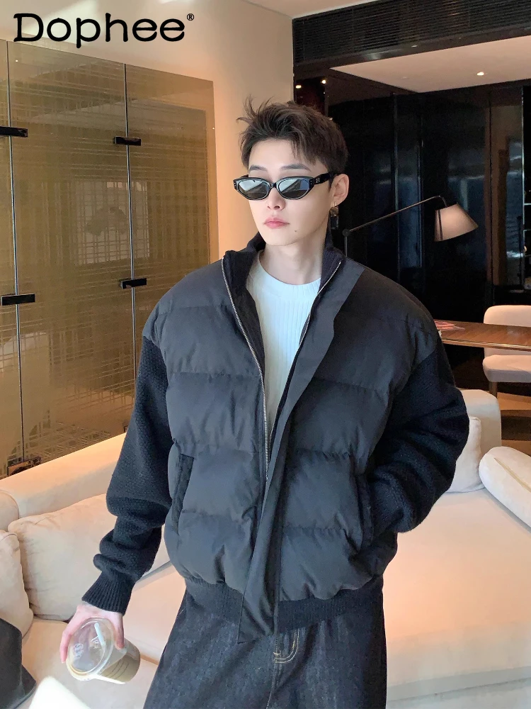 سترات رجالية جديدة لشتاء 2025 بياقة واقفة ومحبوكة على الموضة متعددة الاستخدامات سترات راقية للرجال بأكمام طويلة #1