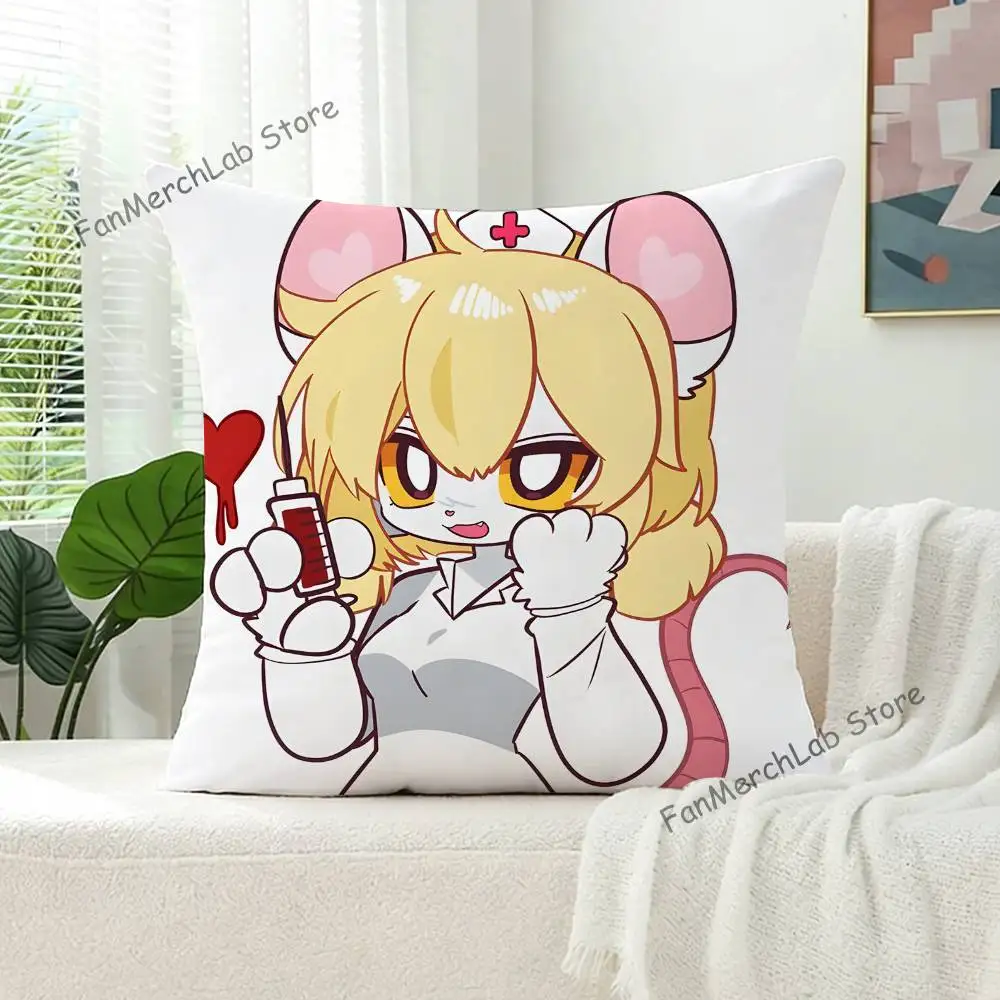 

Lorna T-TerribleS Mouse Anime Anime Pillow Case Anti-dustmite Pillowcase Invisible zipper silky short plush Sofa cushion cover