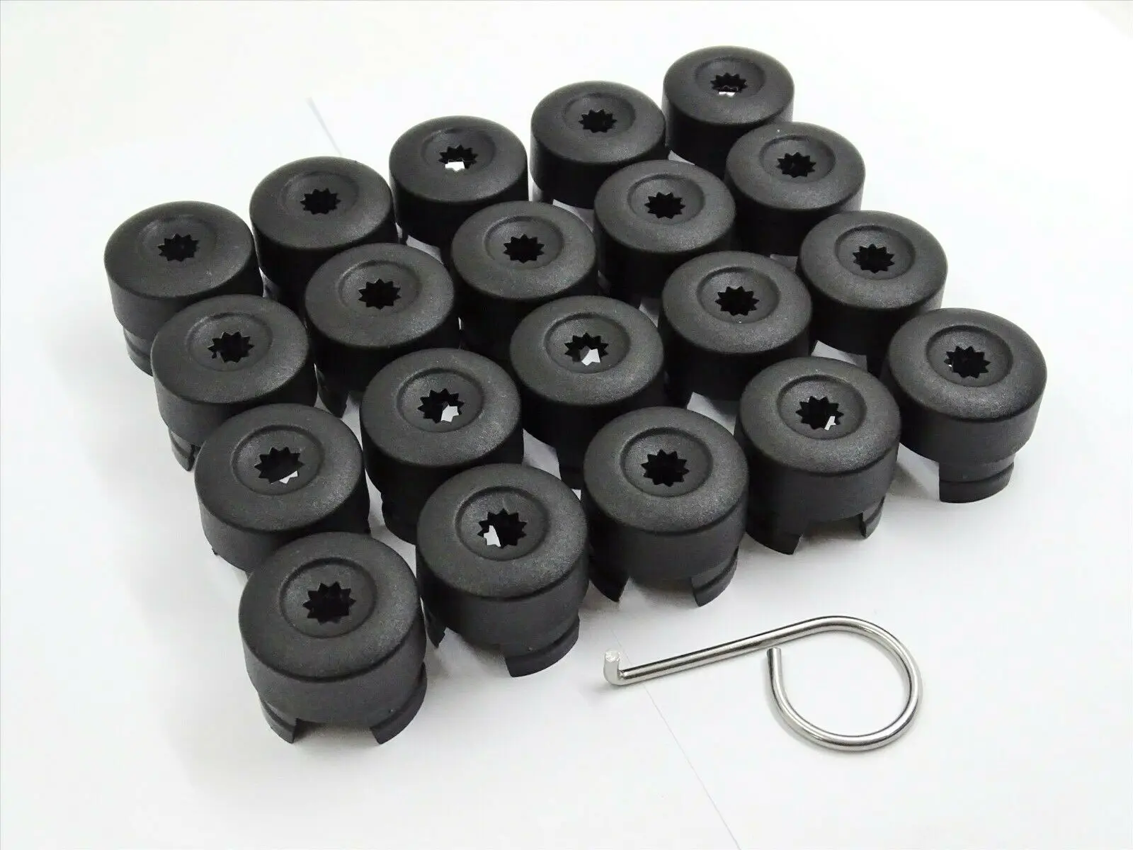 7L6 601 173A 2ZZ 20pcs Black Wheel Lug Bolt Nut Cap Cover + Tool 7L6601173A for VW TRANSPORTER T5 Touareg 2004 - 2016