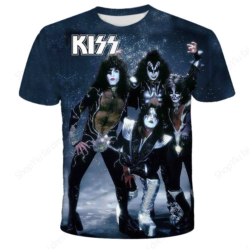 الرجال التي شيرت جديد شعبية قبلة الفرقة ثلاثية الأبعاد تي شيرت مطبوع الرجال النساء موضة تي شيرت الاطفال الهيب هوب بلايز تيز روك باند تي شيرت الصيف