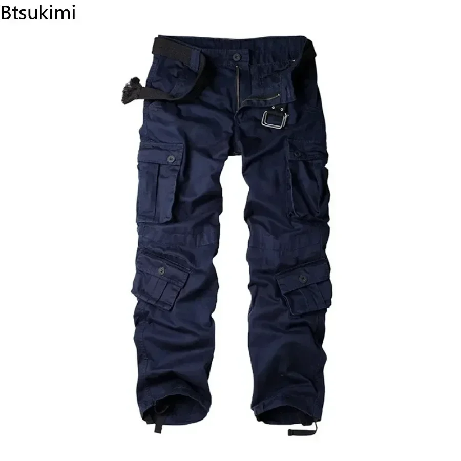 2025 Men's Cotton Cargo Pants Fashion Eight Pockets Sport Trousers Pants Male Oversize Loose Straight Streetwear Pants for Men