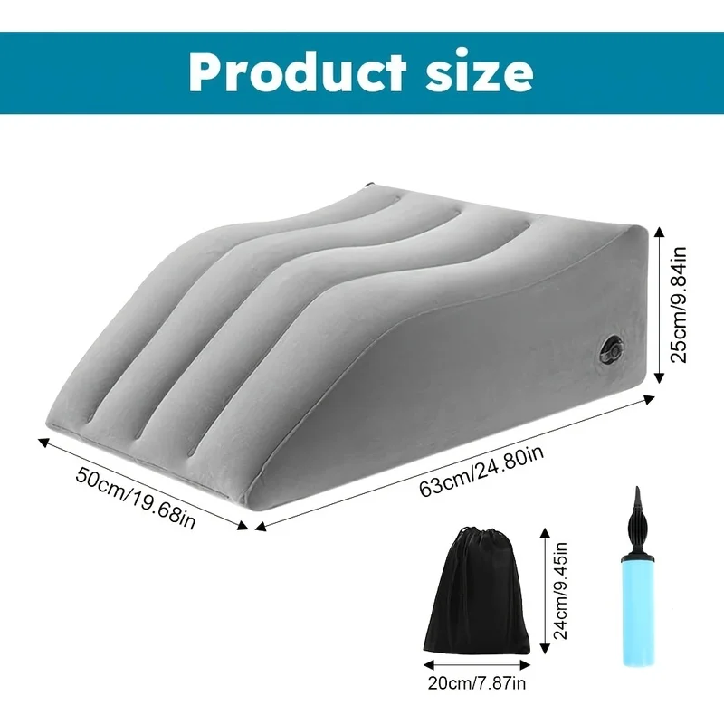 Portable Inflatable Leg Elevation Pillow with Air Pump & Storage Bag Leg Rest for Swelling Circulation Post-surgery Sleep Travel