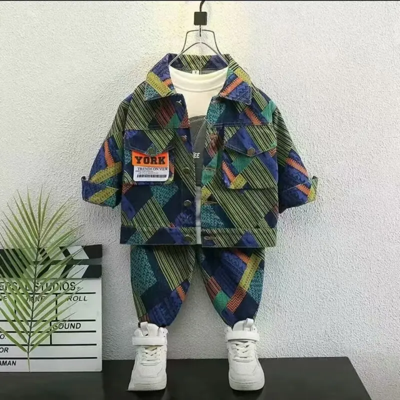 

Spring Autumn Sets For Children Suit Korean Vest+Plaid Shirt+Pant 3PCS Boys Kids Sets Boy Children Cothing 2 4 6t