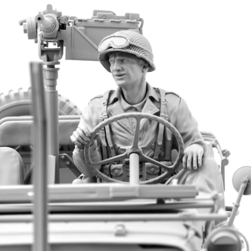 1/16 Scale Die-Cast Resin Figure Model Kit WWII US Army Utility Truck Driver (No Car，No Gun) Unassembled and Unpainted