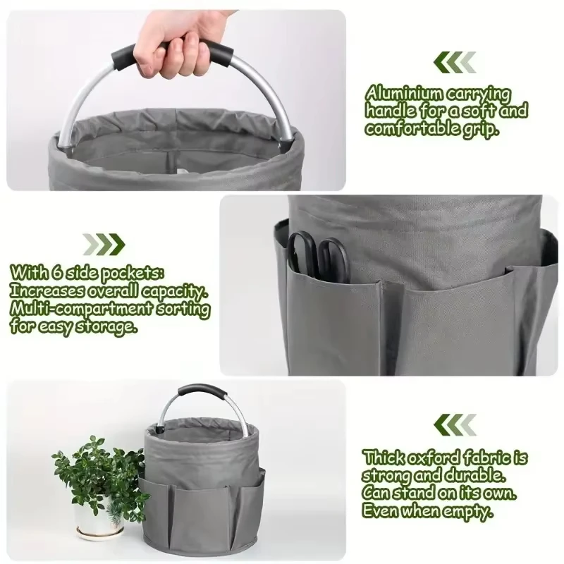 17L tragbarer faltbarer Picknickkorb, Garten-Werkzeugkorb, Outdoor-Reinigungs-Caddy mit Griff, Werkzeugtasche, Reinigungsmittel