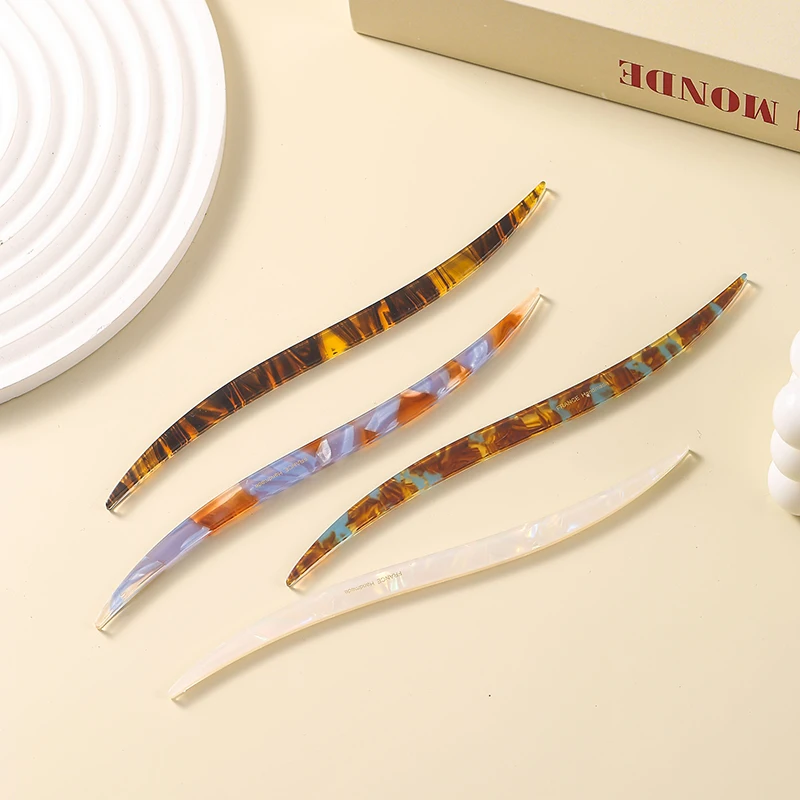 Frauen Acetat Haar Sticks Dutt für Frauen Neue Haar Gabeln Stil Streifen Haarnadel Einfache Elegante Frisur Haar Zubehör Kopfbedeckungen – Detail 5