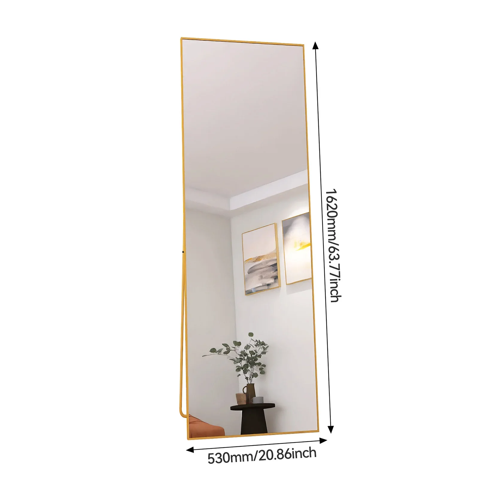 Fangange Staande Spiegel, Spiegel op Volle Lengte met Aluminium Frame, Grote Wandspiegel Staand/Hangend voor Woonkamer Slaapkamer