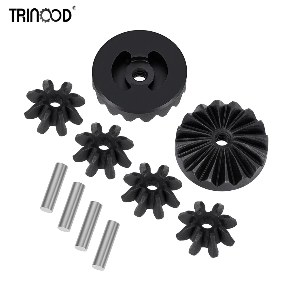 TRINOOD Black Hard Steel Differential Gear Set For 1/18 Granite Grom RC Car Metal Gears Upgrade Parts