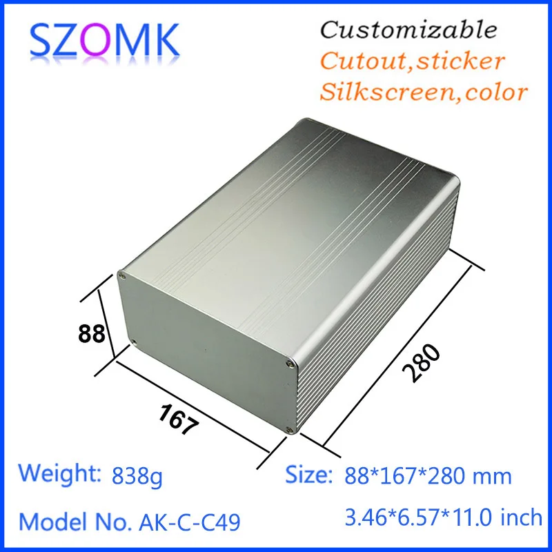 1 Stuks 88*167*280Mm Gepoedercoat Aluminium Diy Behuizing Aansluitdoos Gescheiden Aluminium Versterker Behuizing Extrusie Doos