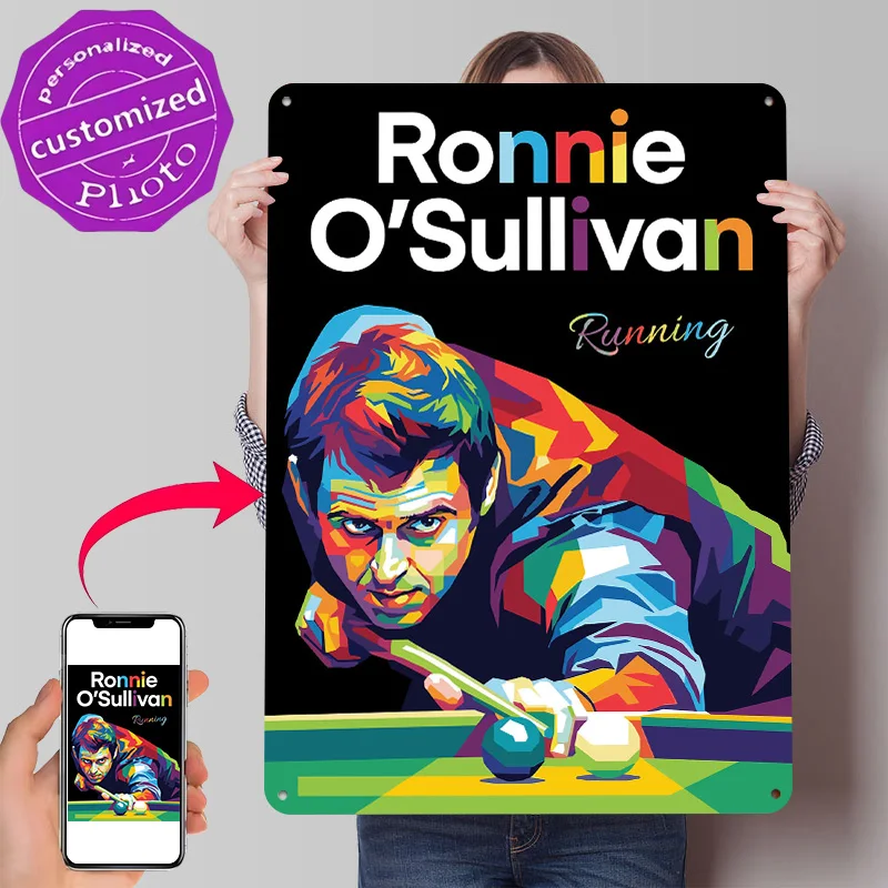 Ronnie O'Sullivan Snooker Pop Art Poster Retro 3D Printed Metal Signs Customized Wall Hanging Gift for Decor Room Custom Plate