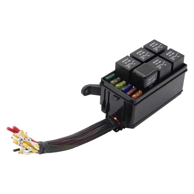 12V Relay Box 6 Slots Relay Block 6 Way Fuse Block with Relay Box and Relay Kit Automotive Relay