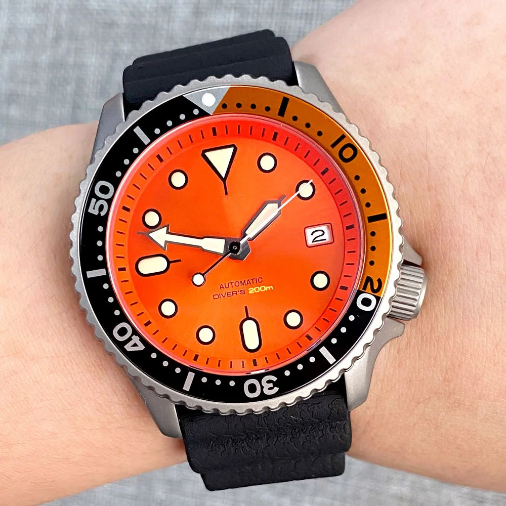 Tandorio 41mm NH35A Black Automatic 200M Diving Titanium Men Watch