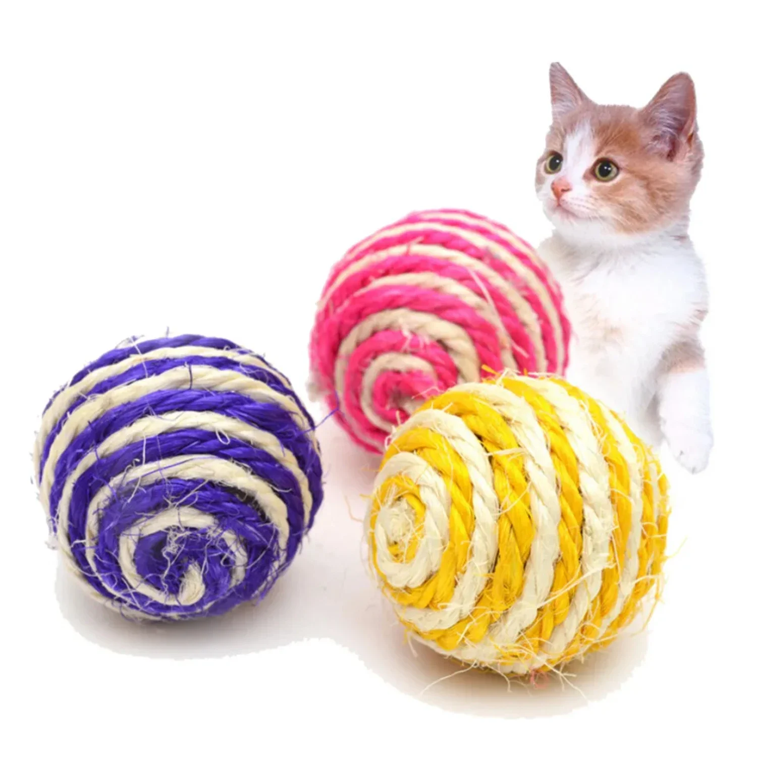 Colorful, Vibrant, and Durable Braided Sisal Cat Toy for Interactive Play - Promotes Health Benefits and Exercise - Unique Desig