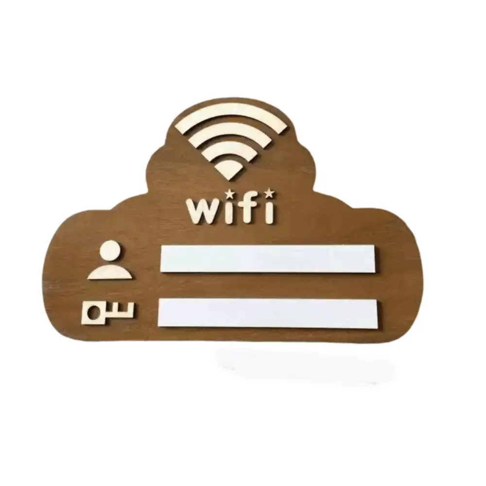 Wooden WiFi Password Sign Wall Mounted Rewritable Wireless Network Indicator Plaque Handwriting Multi-Purpose Use WiFi Signage