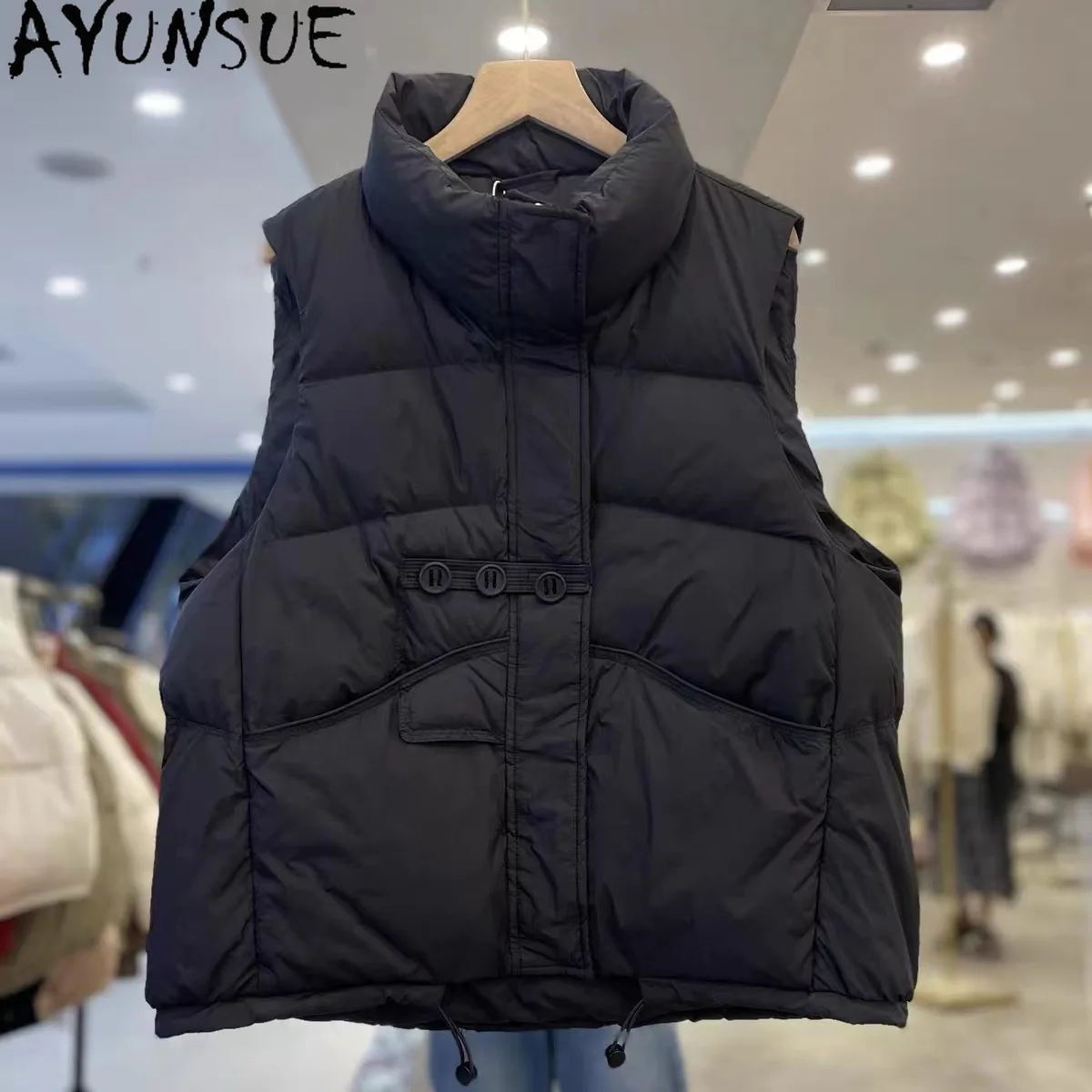 AYUNSUE Winter Duck Down Vest Sleeveless Versatile Puffer Jacket Lightweight New in Outerwears Winter Clothes Women 2024 여성 경량패딩