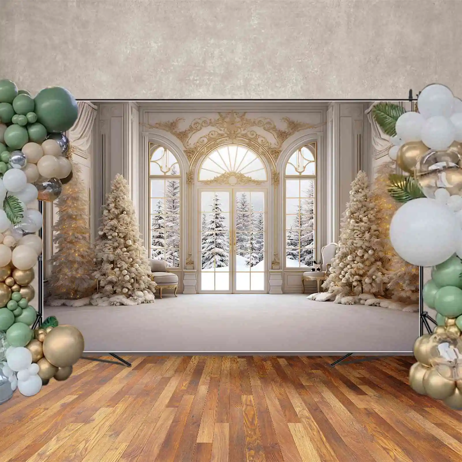 Mond. qg Hintergrund Sonnen untergang Schnee Winter Party Hintergrund Vintage Wohnzimmer Sofa Kerze Licht Blume Geburtstag Weihnachten Foto Booth