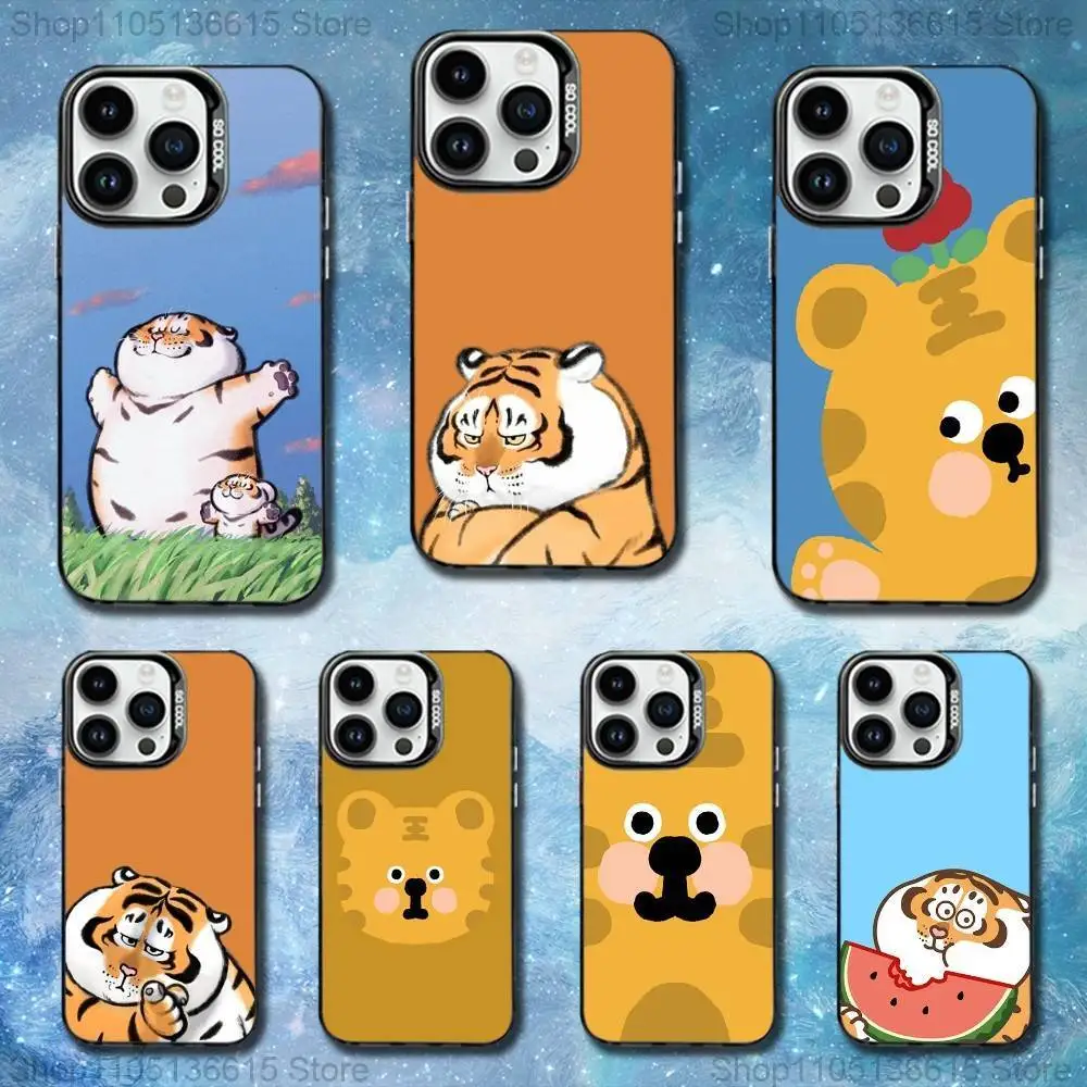 

Cute Tiger Funny Phone Case For iPhone 11,12,13,16,14,15,Mini,Pro,XS,MAX Black Matte Shockproof Cover