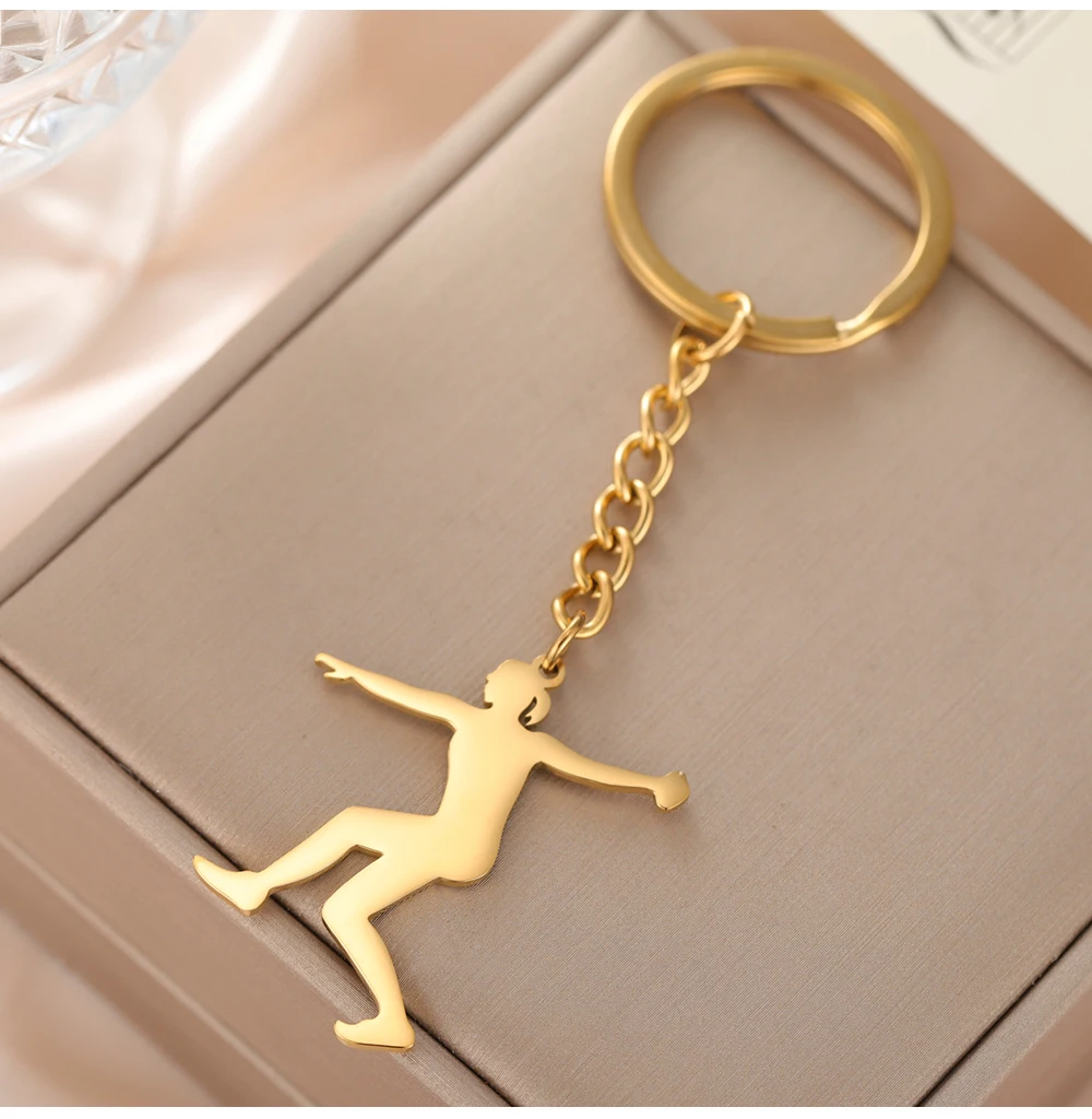 COOLTIME Discus Thrower Schlüsselanhänger Edelstahl Damen Shot Put Competition Athleten Mode Schlüsselanhänger Sport Schmuck Geschenk – Detail 10