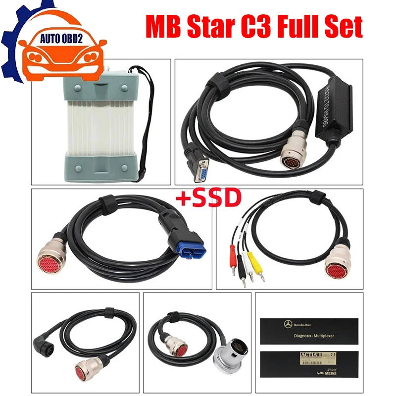 MB Star C3 Full Chip MB C3 Full Set Support 12V & 24V SD Connect Multiplexer Tester Diagnosis Tool For Car/Trucks