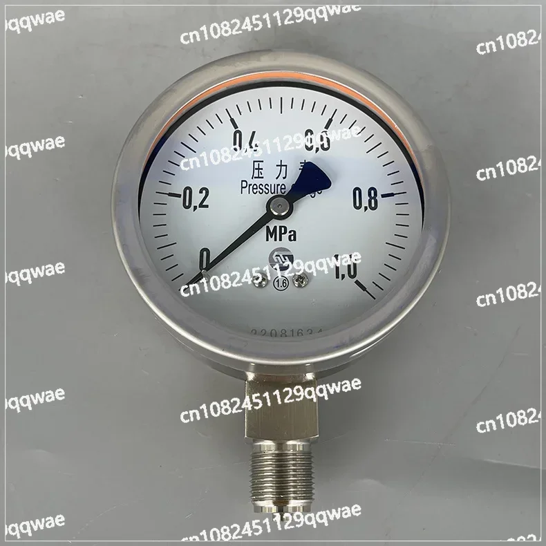 Stainless Steel Shockproof Pressure Gauge, Y-100BFZ Hydraulic, 1.0mpa Radial 1.6 Grade