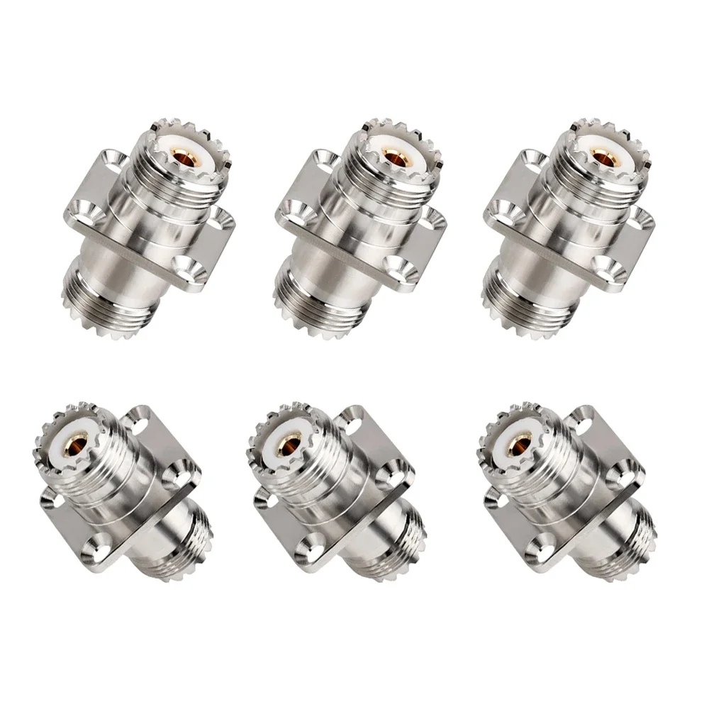 UHF Female 4Hole Flange Panel Connector SO239 PL259 RF Coax Adapter Durable Chassis Mount for Ham Radio Antenna