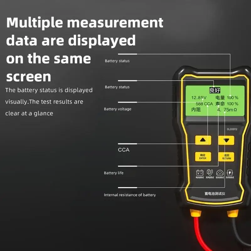 H58B Compacte batterijcontrole batterijtester met vier draadtestbatterij Diagnostische Batterij Conditie overal overal