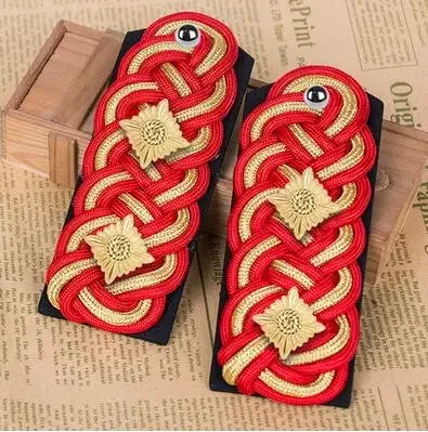 Charreteras de uniforme alemán, marca de hombro, Color dorado, tejido Vintage de oficial