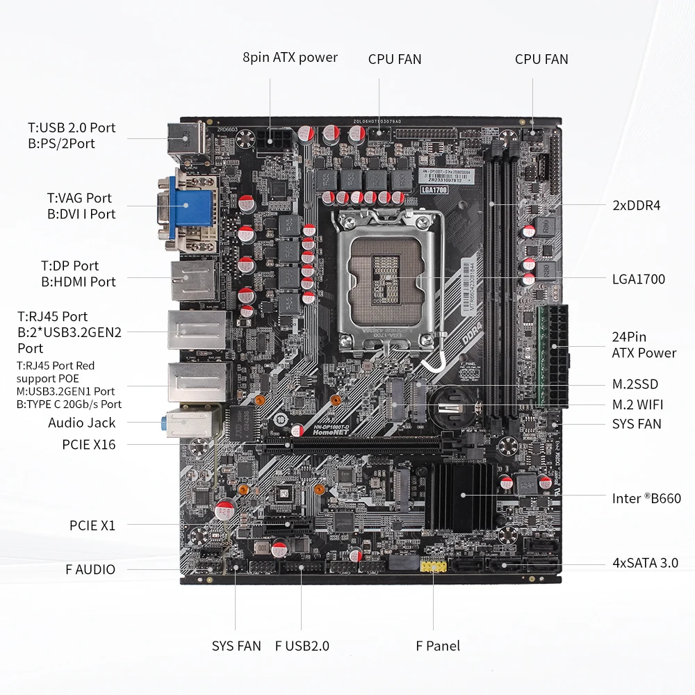 اللوحة الأم SZKIOSK B660 Atx Lga 1700 تدعم Intel Core 12th/13th CPU B660 Gaming DDR4 Memory Atx اللوحة الأم المتكاملة