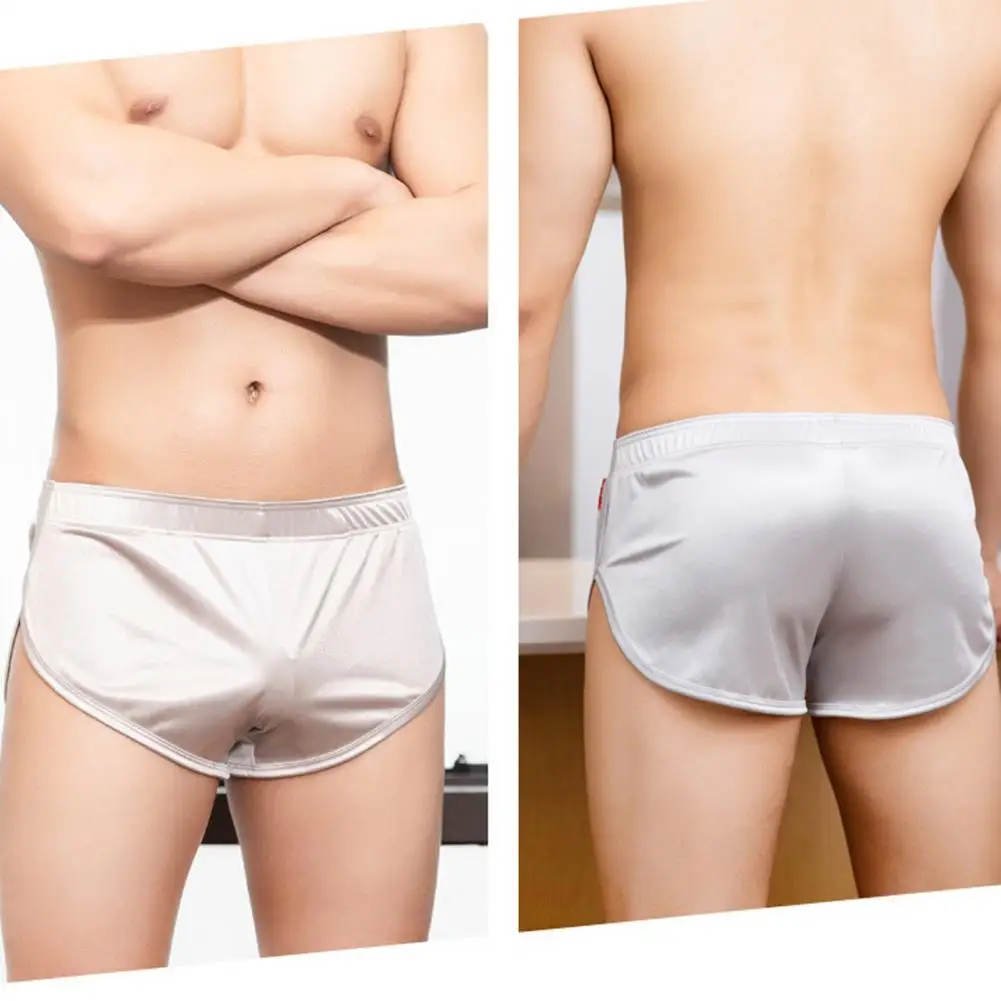 Losse Ademende Slipjes Heren Losse Ademende Satijnen Short Boxers Elastische Taille Mid-Taille Ijs Zijdeachtige Slaapbokser