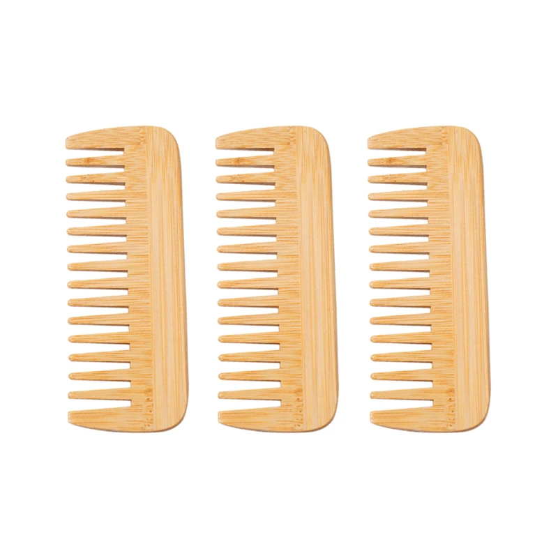 Bamboo Wide Tooth Comb Hair Brushes Detangling Combs Anti-Static Curly Hair for Women Men Smoothing Massaging Home Salon Use