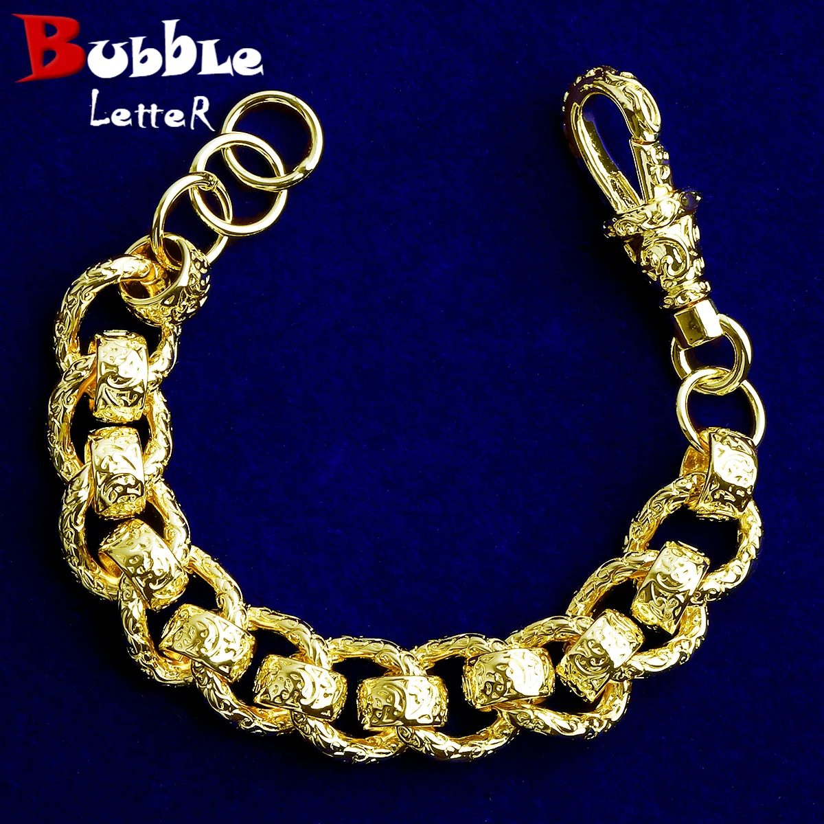 

Браслет-цепочка с узором в виде пузырьков для мужчин, позолоченный, в стиле хип-хоп