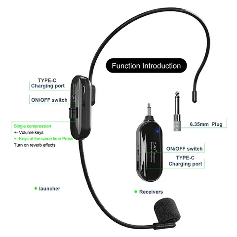 2.4G Headset Trådlös Mikrofon Kit Sändare med Mottagare för Röstförstärkare Högtalare Undervisning Scenguide 10 best sales trådlös headsetmikrofon - №3