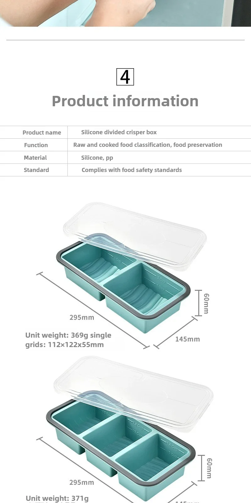 Große Eiswürfelform aus Silikon mit Deckel, Gefrierbehälter für Suppen und Saucen, Luftfritteuse-Einlage, Backblech, Küchenzubehör – Detail 4