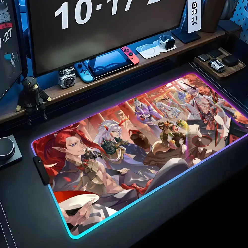 

Коврик для мыши Game Onmyoji RGB Gaming Mousepad Большой светодиодный коврик для ПК Настольный коврик Светящийся коврик для мыши Большие коврики для клавиатуры Настольный коврик с подсветкой