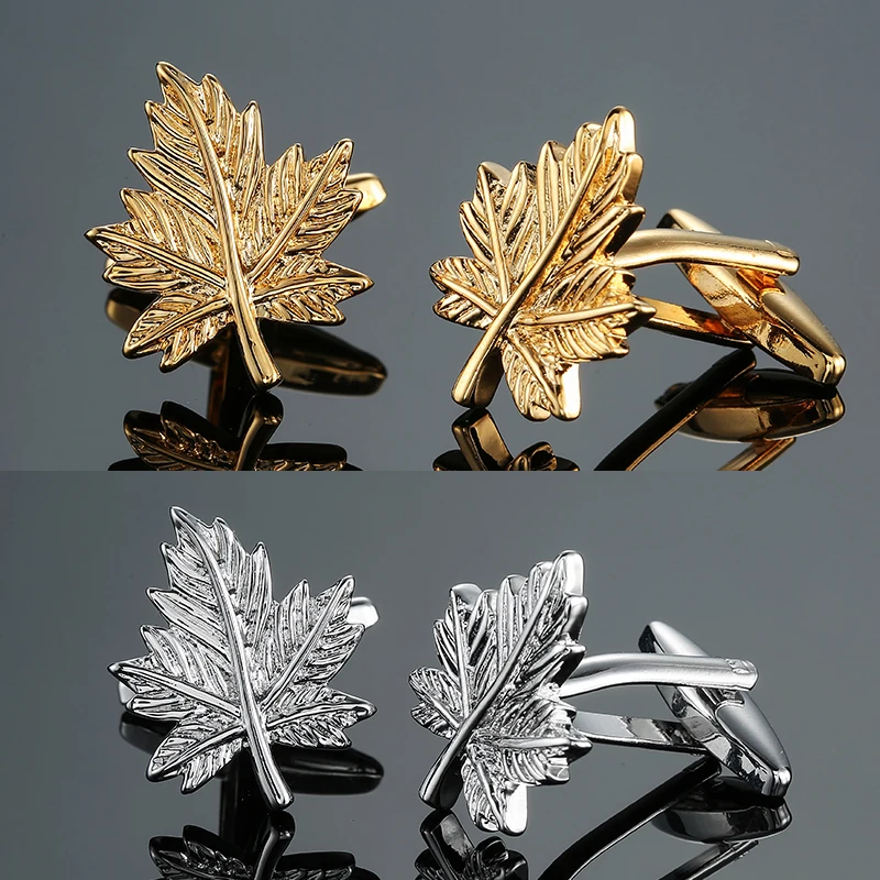 

High quality men's French shirt cufflinks copper metal Classic maple leaves cuffs button business suit accessories jewelry