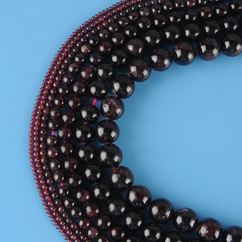 Natural Garnet Smooth Bead 4/6/8/10/12mm Gemstone Round Spacer Loose Stone Beads for Jewelry Making 15.5" 1 Strand image 4