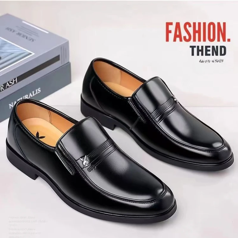 Leather Men Dress Shoes Luxury Brand 2025 Men's Loafers Formal Moccasins Breathable Slip on Black Driving Shoes Plus Size 38-45