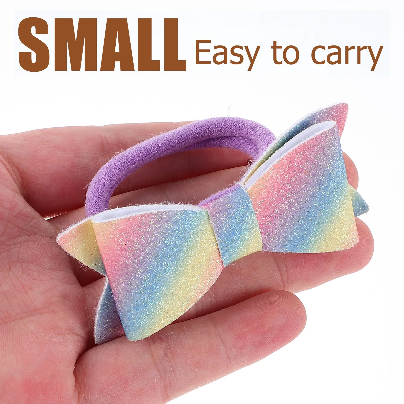 

2Pcs Fashion Bow Hair Ties Glitter Elastic Rope for Thick Hair Ponytail Holders Eye Catching Gift for Christmas Day