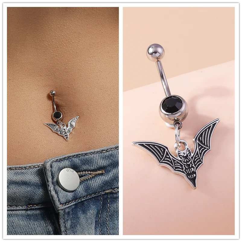 Death Moth Nabelring Chirurgenstahl Gothic Sarg Totenkopf Schmetterling Halloween Bauchnabelring Piercing Ombligo Körperschmuck – Detail 6