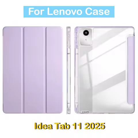 For Lenovo Idea Tab 11" Plus 12.1" 2025 M11 TB330FU TB331FC Case Pen Holder Folding Stand Acrylic Clear Cover XiaoxinPad TB335FC