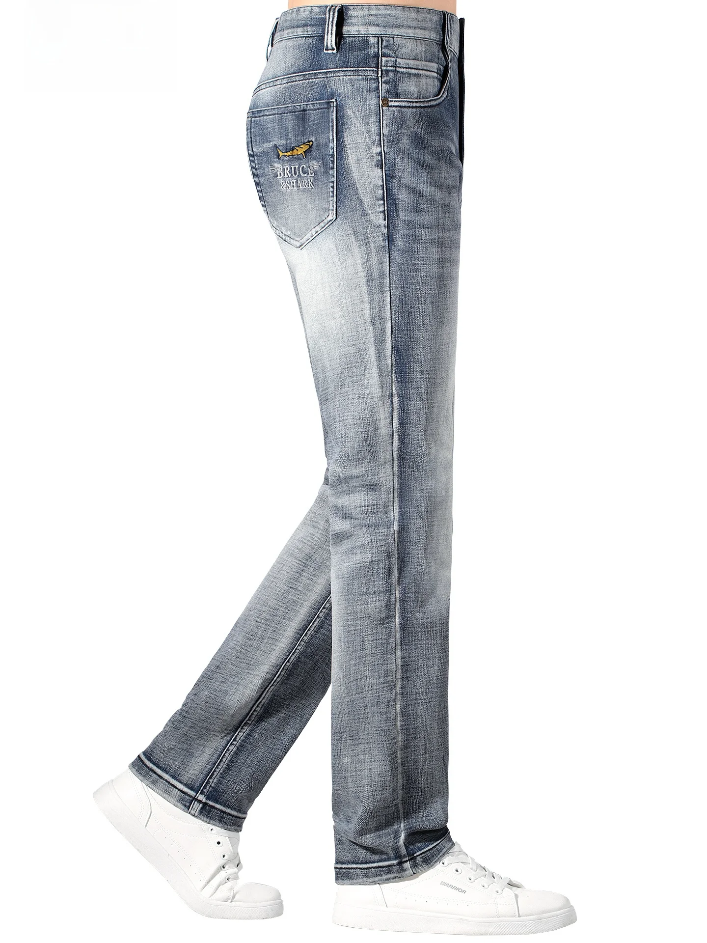 

Men's Thiened Straight Leg Jeans Winter New Sle Bruce & ark Large Size Casual Loose Long Trousers Faionable Brand