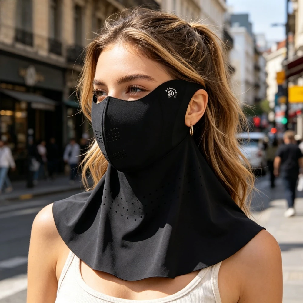 

Summer Full Face Sunscreen Mask for Women, Hyaluronic Acid Moisturizing UV Protection Face Mask, UPF 500+ for Outdoor Sports