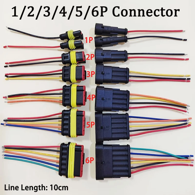1Set Waterproof Connector 1/2/3/4/5/6Pin Male Female Connector With Wire 10cm Plug-in  Quick Connector For Cars Ships Etc
