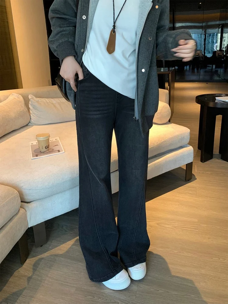 

plus Size Denim High Waist Flared Pants Korean Sle Autumn Faion Ladies Jeans Slimming Effect for Plump Sisters