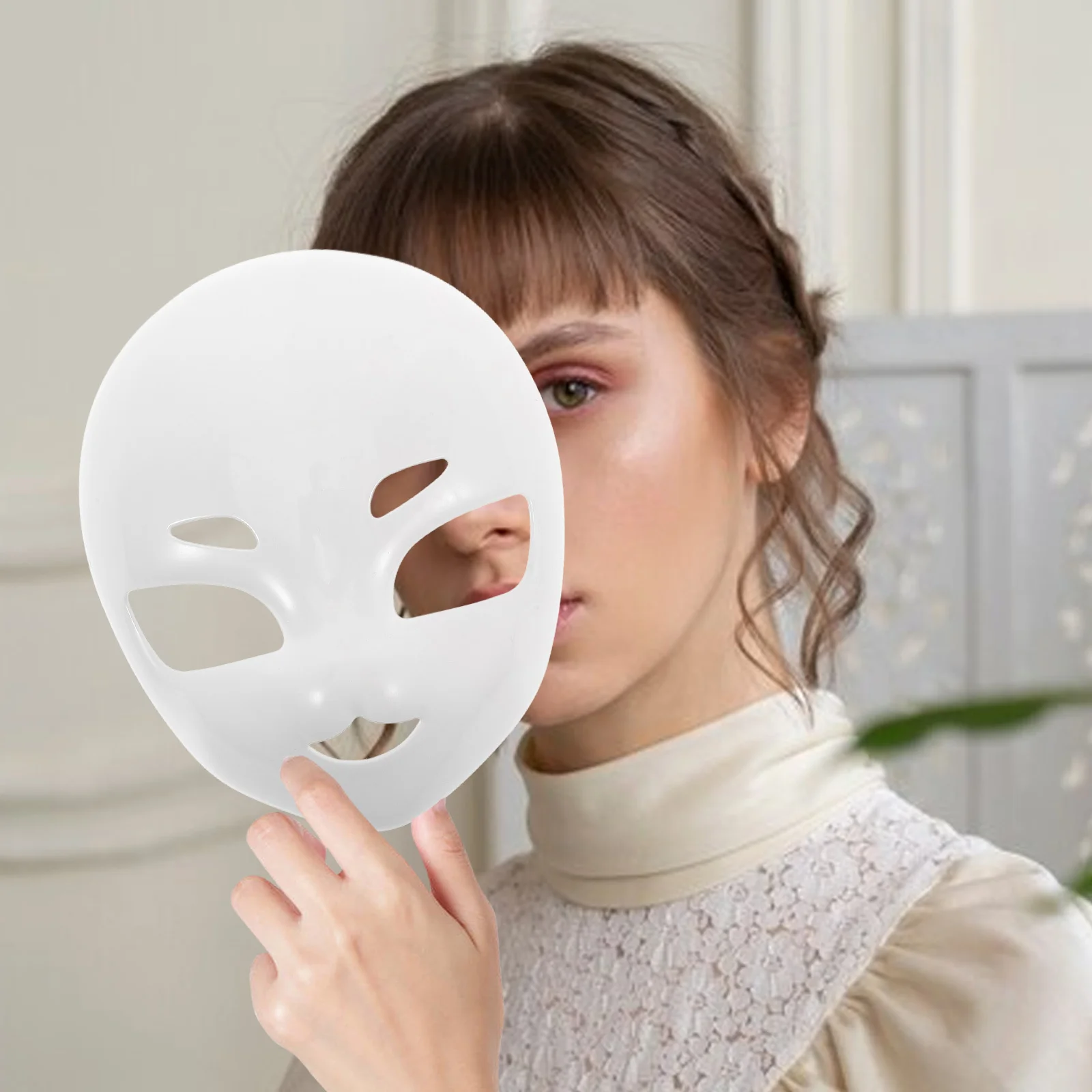 

Full Face Skull Mask White Plastic Masquerade For Halloween Party Cosplay Festival Blank Realistic Costume Mask