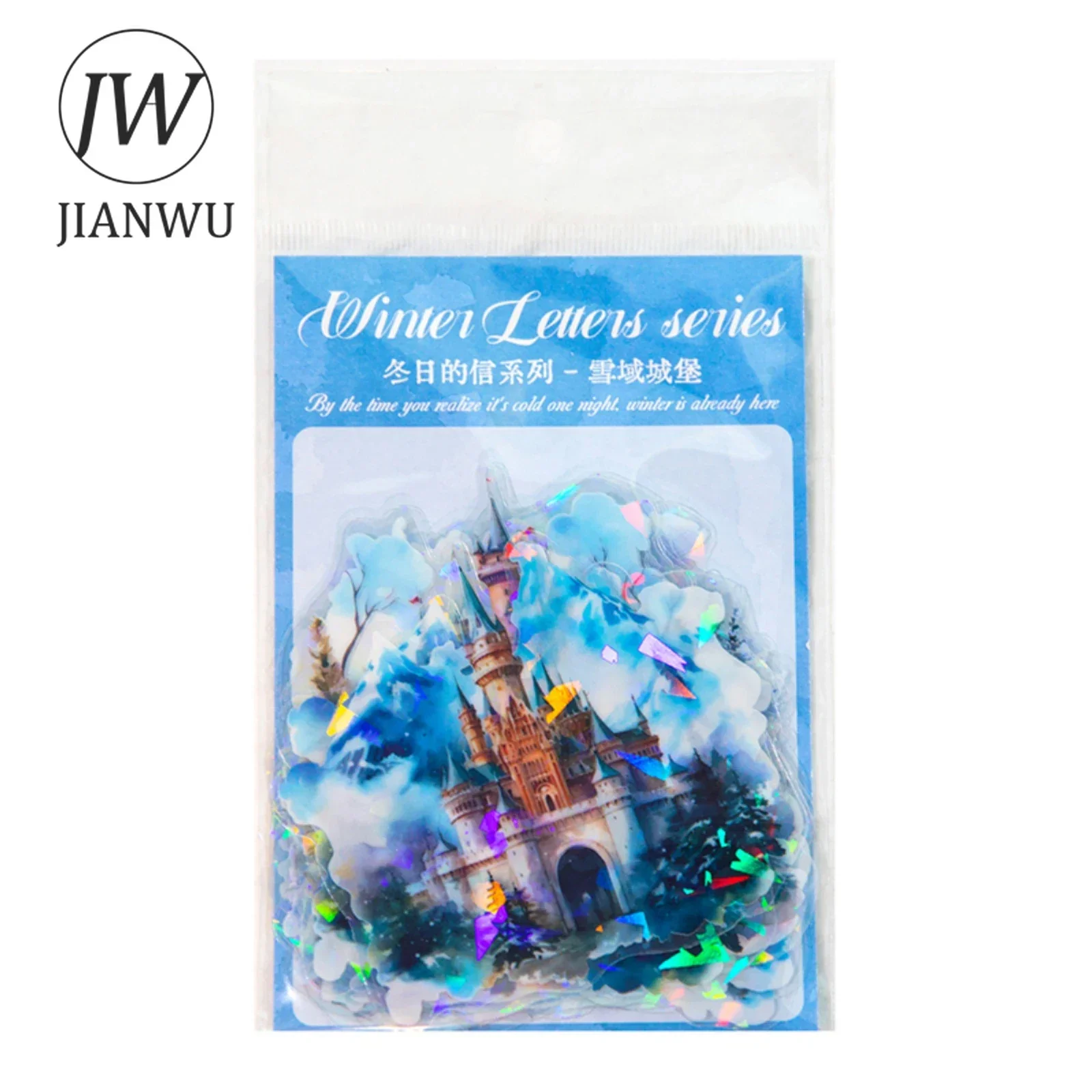 JIANWU A Winter Letter Series Vintage Plant Castle Snowflake Snowman Material Collage PET Sticker Creative Journal Stationery