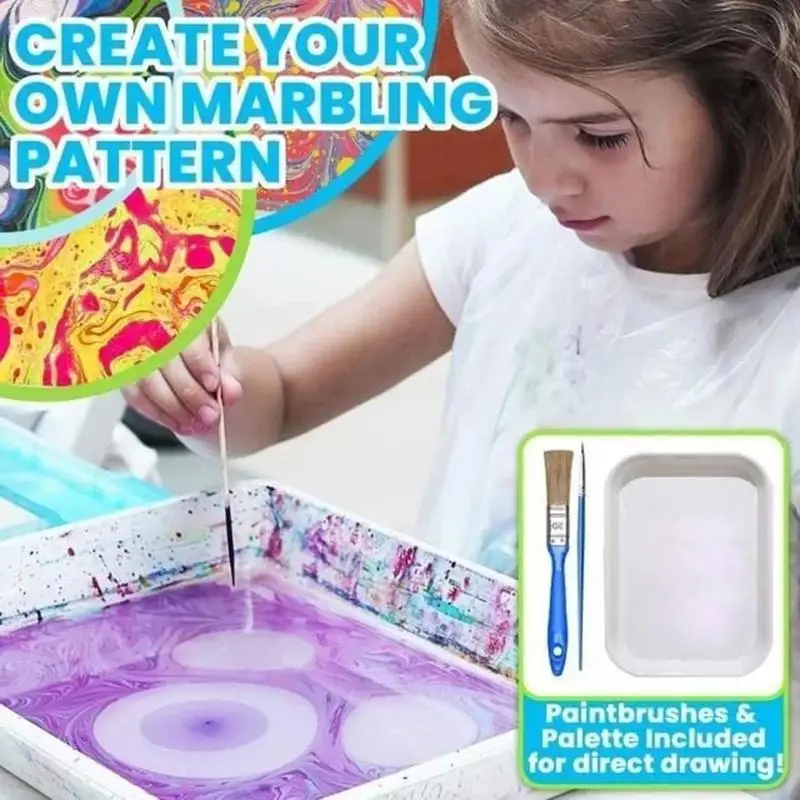 Kids Marbling Paint Kit Craft Supplies Marble Painting For Artist Creative Toys Holiday Gifts For Girls And Boys Ages 6 7 8 9 10