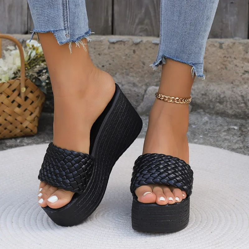 Wedges Slippers for Women Platform Sandals Woman Summer Chunky Platform Wedge Heels Sandals Woman Light Thick Sole Beach Shoes